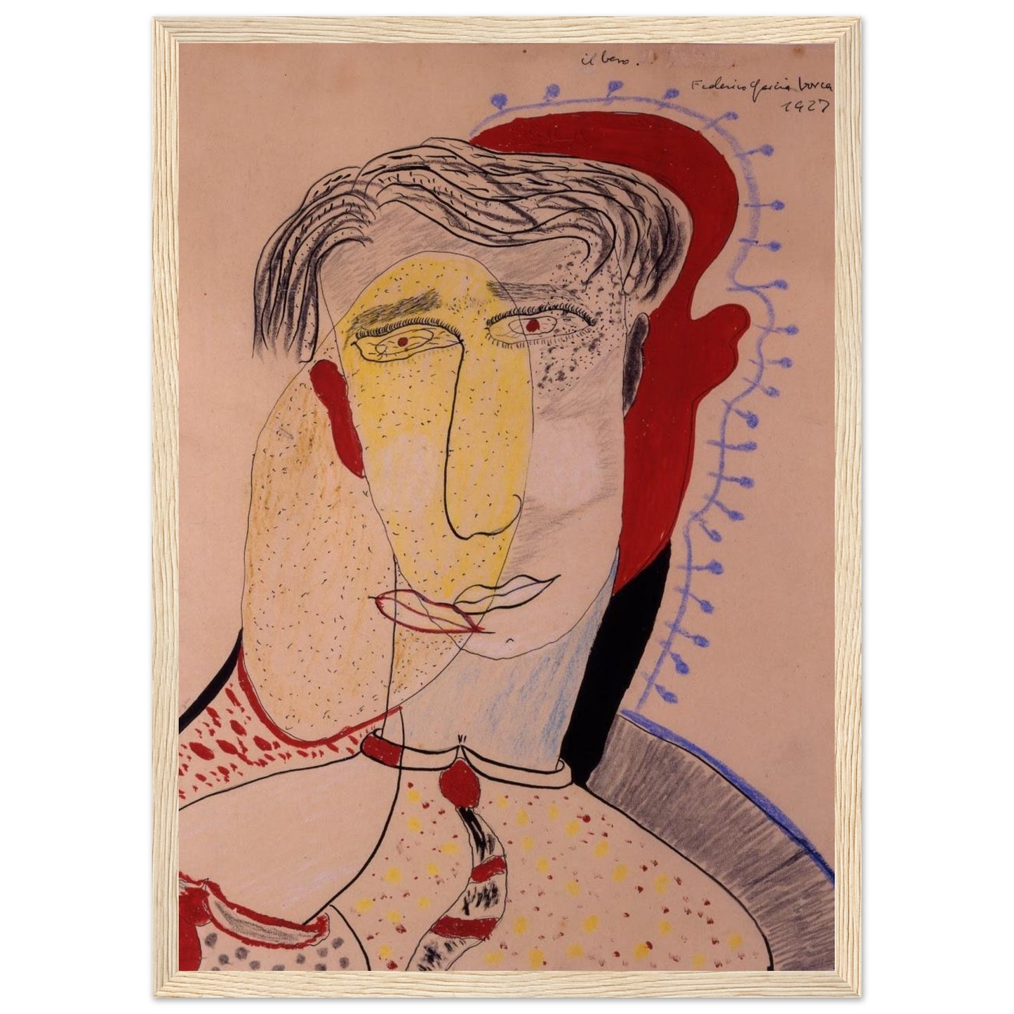 Dibujo original de Federico García Lorca: “El Beso”. Lámina A3 numerada, edición exclusiva de la Gira Lorquiana 2025. Arte íntimo con certificado.