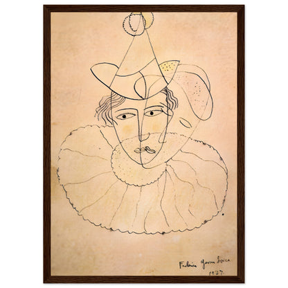 Obra original de Lorca: “Payaso de rostro desdoblado”, recuperada para la Gira Lorquiana 2025. Edición limitada enmarcada con certificado. Una joya literaria visual.