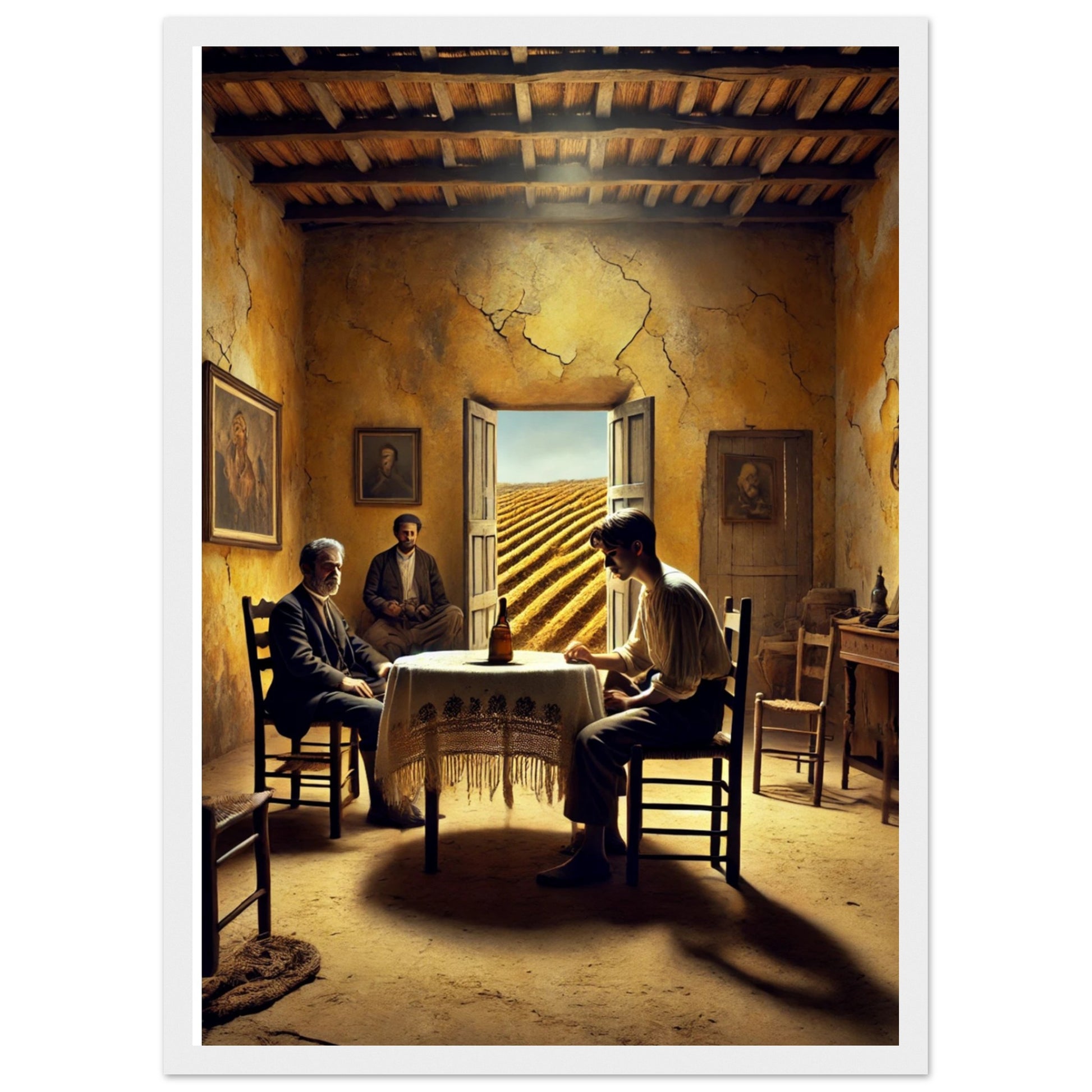 Ilustración artística del primer cuadro de Bodas de sangre, firmada por Fran J. Tapia Lobo. Edición limitada con certificado. Exclusiva Gira Lorquiana 2025.