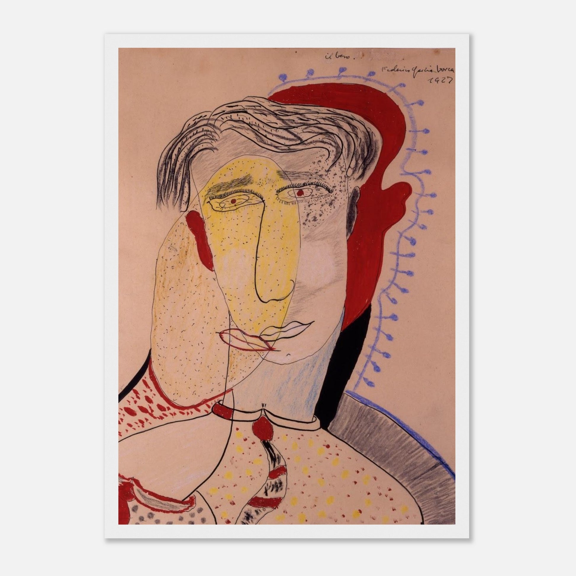 Dibujo original de Federico García Lorca: “El Beso”. Lámina A3 numerada, edición exclusiva de la Gira Lorquiana 2025. Arte íntimo con certificado.