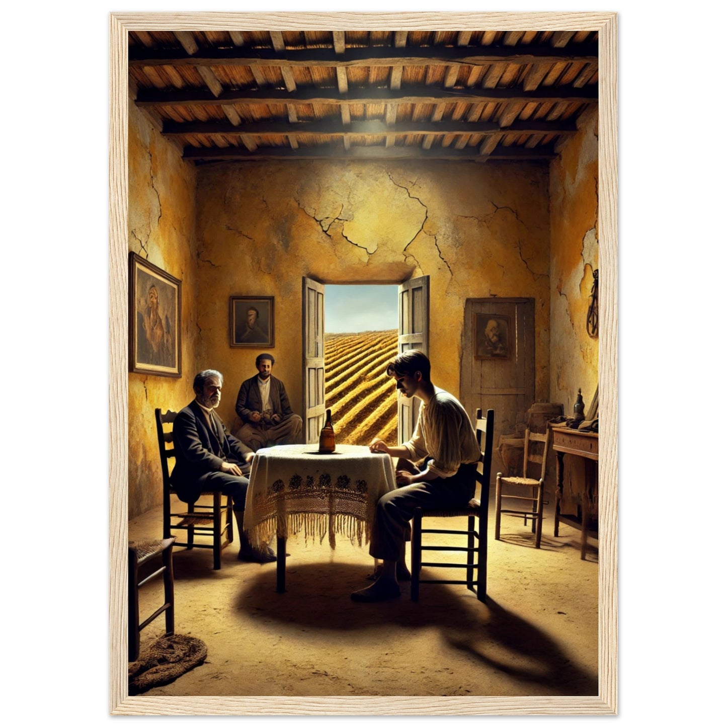 Lámina ilustrada de La casa de Bernarda Alba, escena inicial. Edición exclusiva A3, numerada y con certificado. Gira Lorquiana 2025 por Libros con Atenea.