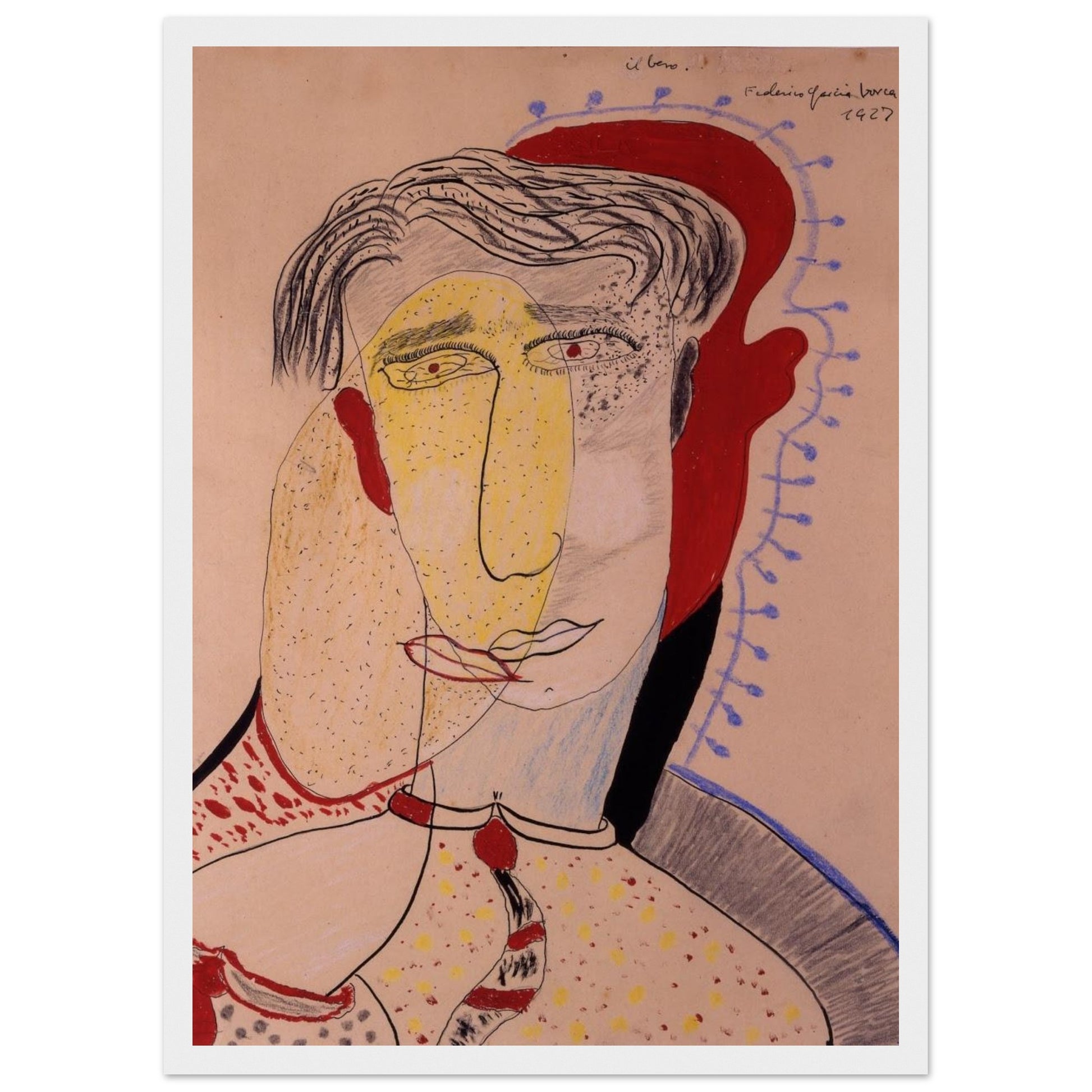 Dibujo original de Federico García Lorca: “El Beso”. Lámina A3 numerada, edición exclusiva de la Gira Lorquiana 2025. Arte íntimo con certificado.