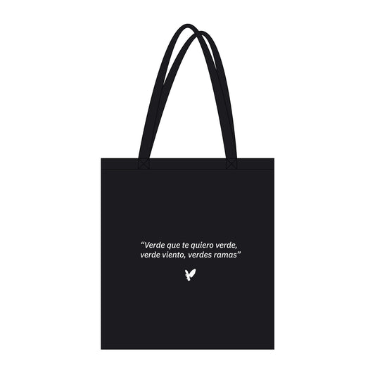 Hazte con nuestra tote bag con una cita de Federico García Lorca. Perfecta para tus libros y un toque literario en tu día a día. ¡Compra ahora y celebra la poesía!